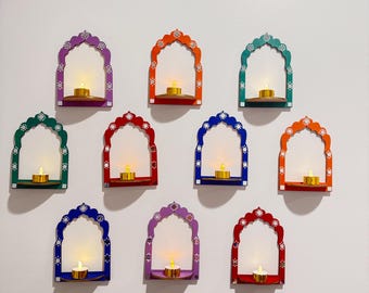Pack of 2 Jaroka Diya holders, Jaroka wall hanging Diya holders, Jaroka wall frame, Jaroka mirror Diya holder, Diwali decor, Home decor