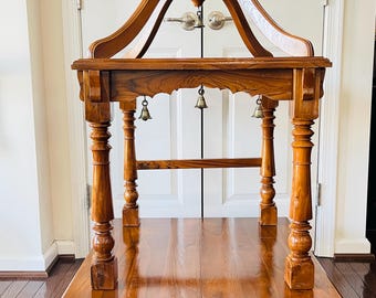 Handmade Teak Wood Puja Mandir: Detachable Altar Cabinet