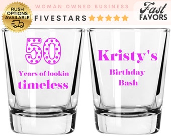 Custom 50th Birthday Shot Glass for Party Favors in bulk
