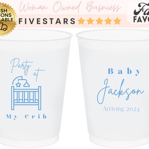 Custom Frosted Cup for Baby Shower for guest in bulk Baby arriving party at my crib
