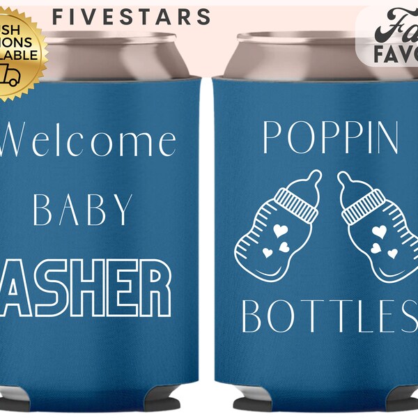 Custom Can cooler for Gender Reveal Party favors for Guest poppin bottles