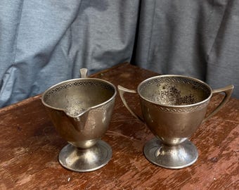 Vintage Royal Rochester silver creamer and sugar bowl Silver plated  2398