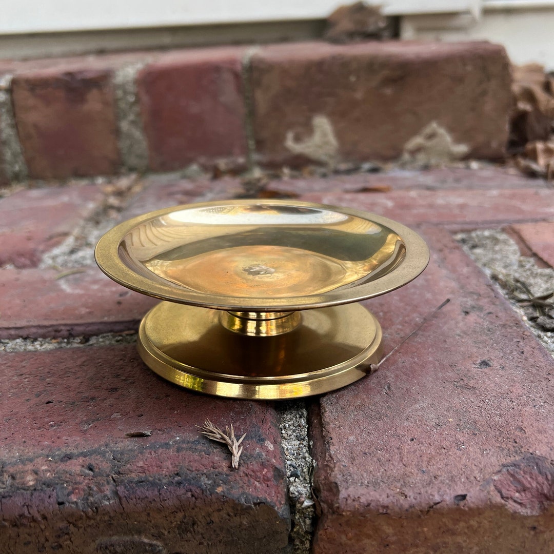 Vintage Brass Round Pedestal Stands for Candles Candle Etsy
