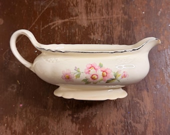 Vintage Homer Laughlin Pink Floral Virginia Rose China - Gravy Boat, made in USA