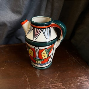 Vintage Mid Century Hand Painted Art Pitcher, Vintage Colorful Fish Vase Jug, Made in Japan