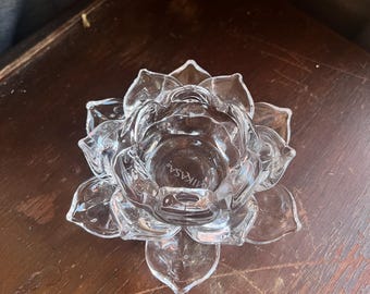 Crystal Floral 4.75" Tealight Candle Holder - MIKASA, Flower Home Decoration