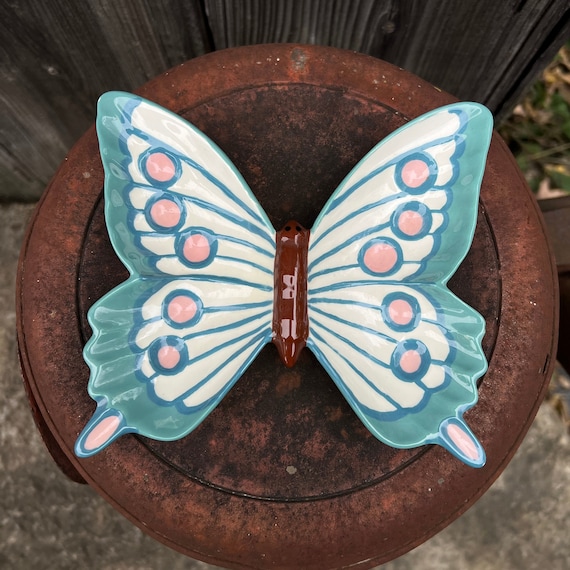 Ceramic Butterfly Ring Dish, Butterfly shaped tri… - image 1