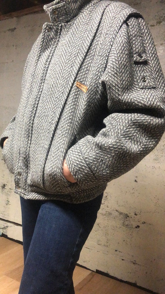 Vintage Bomber Jacket Herringbone Pattern - image 3