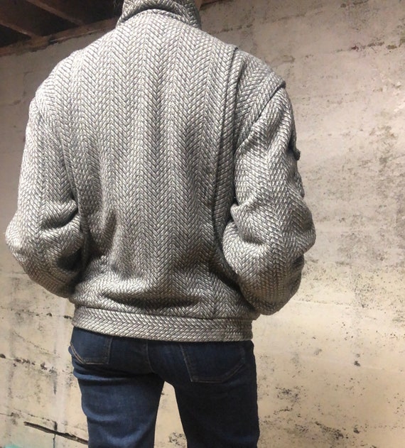 Vintage Bomber Jacket Herringbone Pattern - image 2