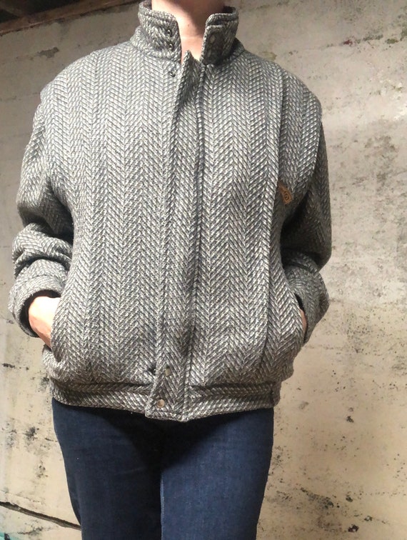 Vintage Bomber Jacket Herringbone Pattern
