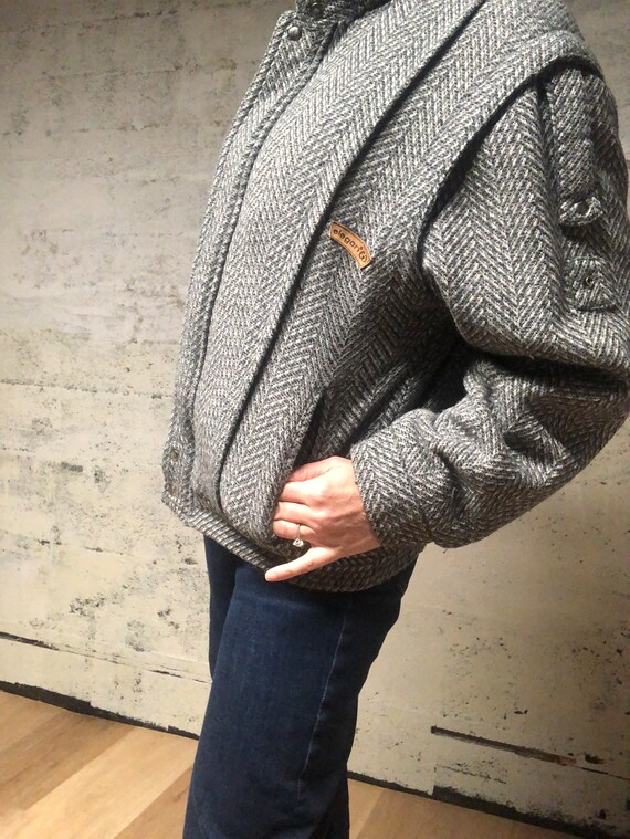 Vintage Bomber Jacket Herringbone Pattern - image 5
