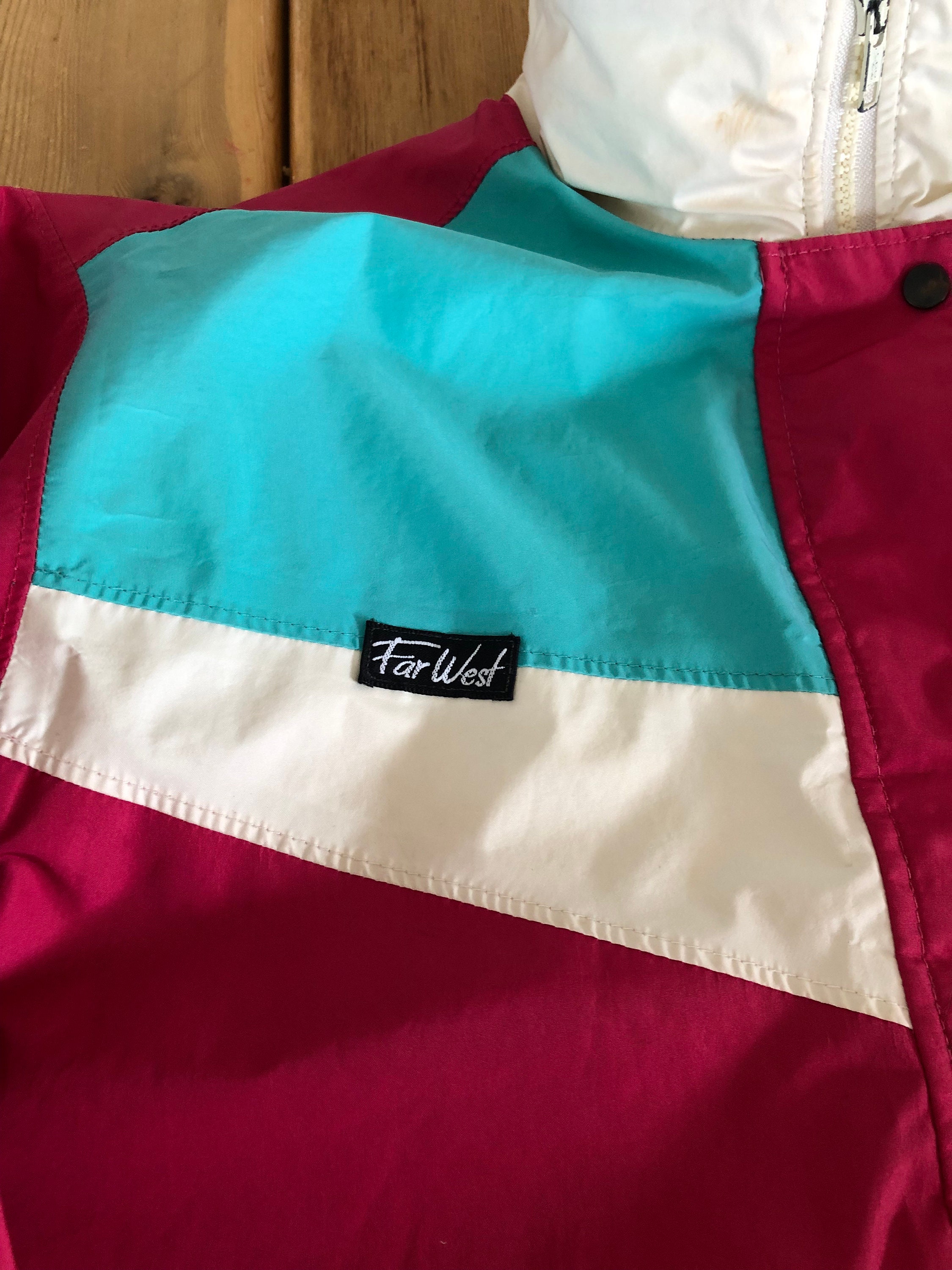Vintage 90s 00s White Blue Decente Ski Jacket Coat Retro L