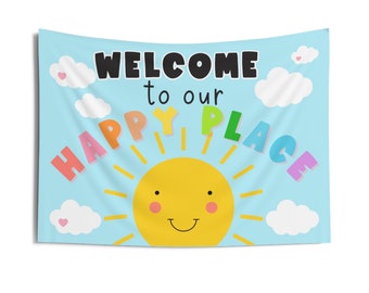 Welcome to our Happy Place Classroom Wall Tapestry
