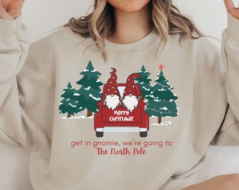 Get In Gnomie Shirt - Bella and Canvas 3001 - North Pole Christmas Sweatshirt - Festive Holiday Clothing - Gnomie-Themed Christmas Shirt
