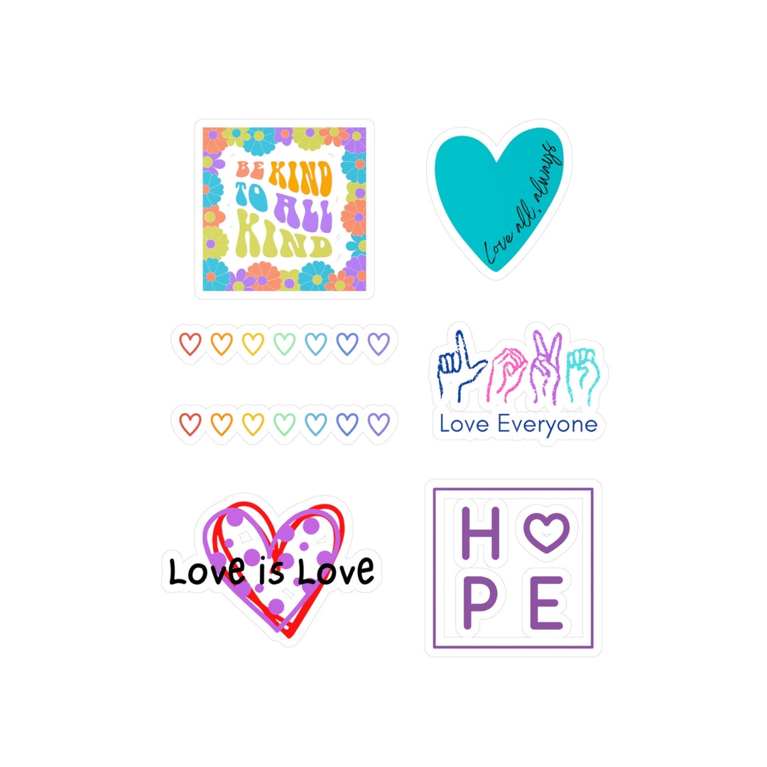 Love Hope and Kindness Stickers, Uplifting Computer Stickers, Cute ...