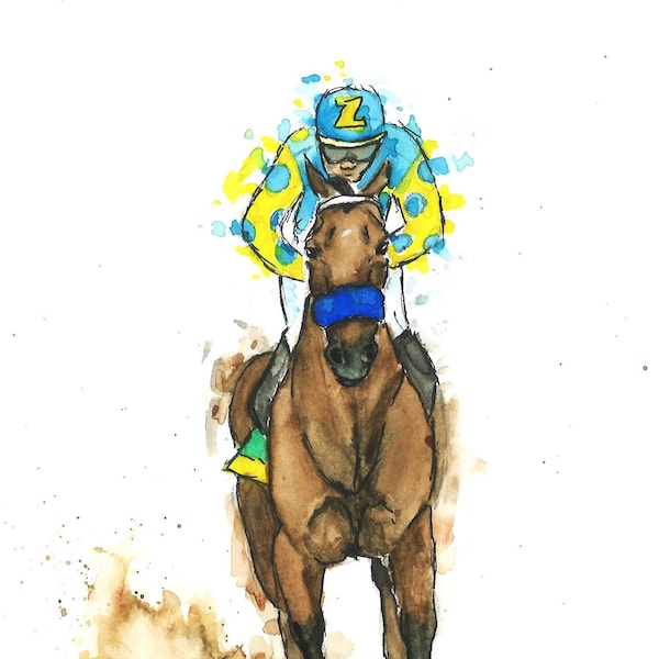 5x7 Splashy American Pharoah Watercolor Print