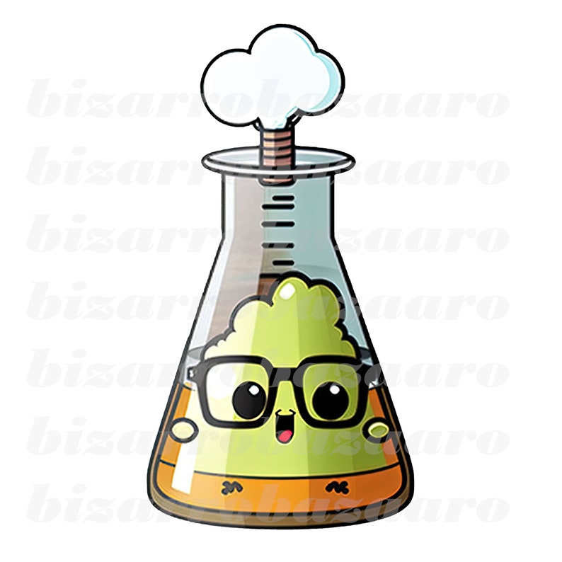 Funny Cute Science Beakers Clipart With Clear Background PNG Used for
