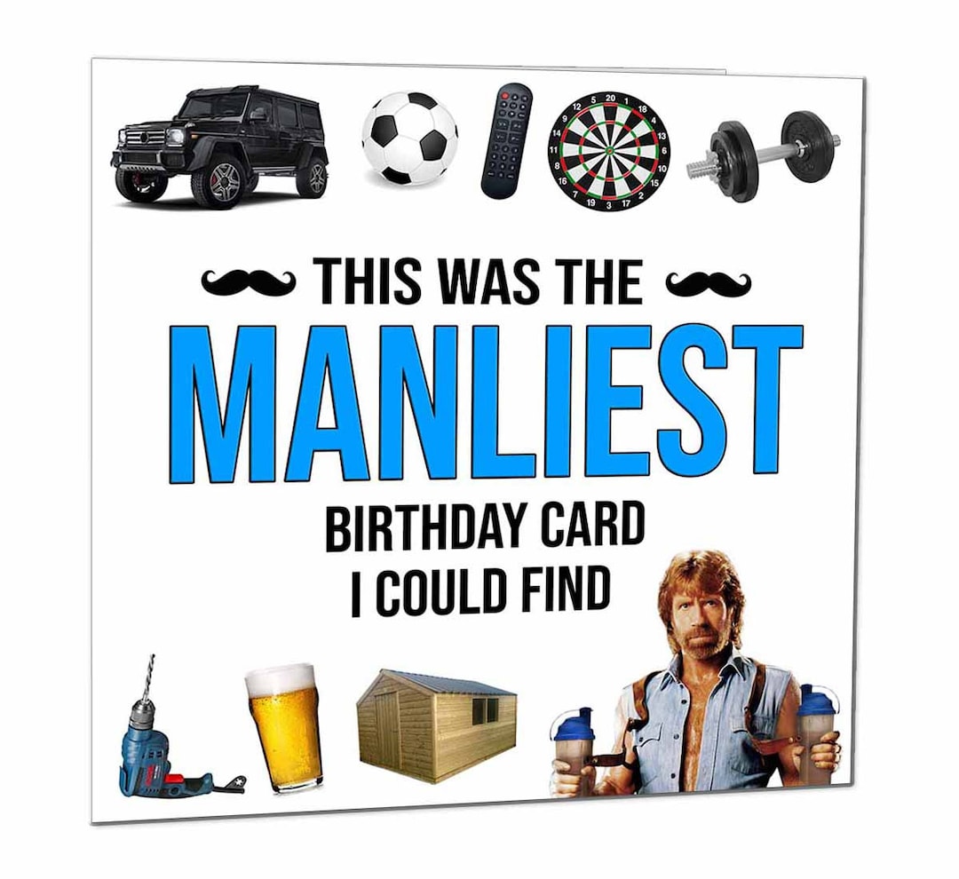 Funny Birthday Card for Men Manly Manliest Birthday Card for Dad Friend ...