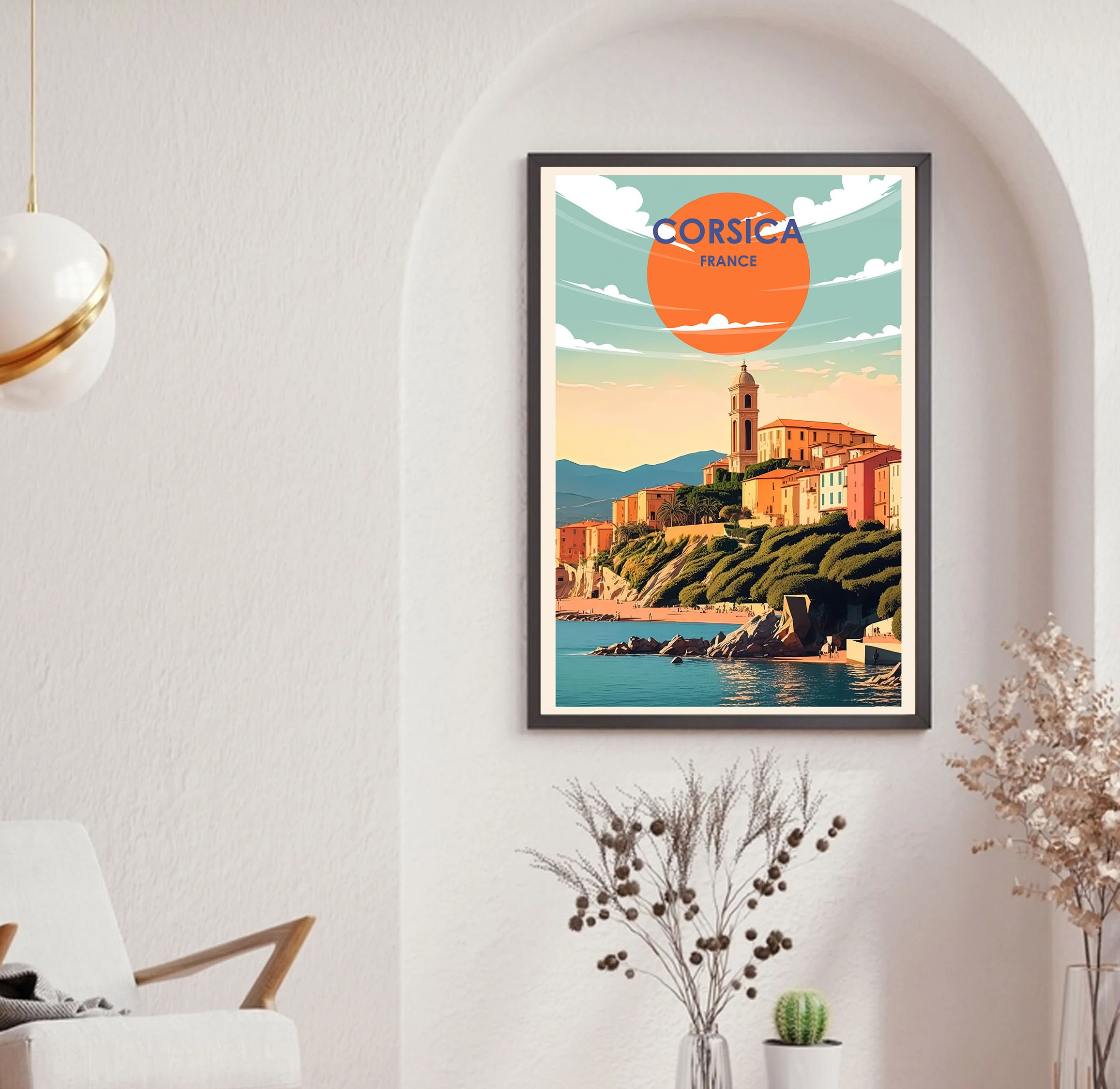 Poster Toile Vintage La Corse – Affiche Voyage Décoration Murale – Style Rétro Méditerranéen