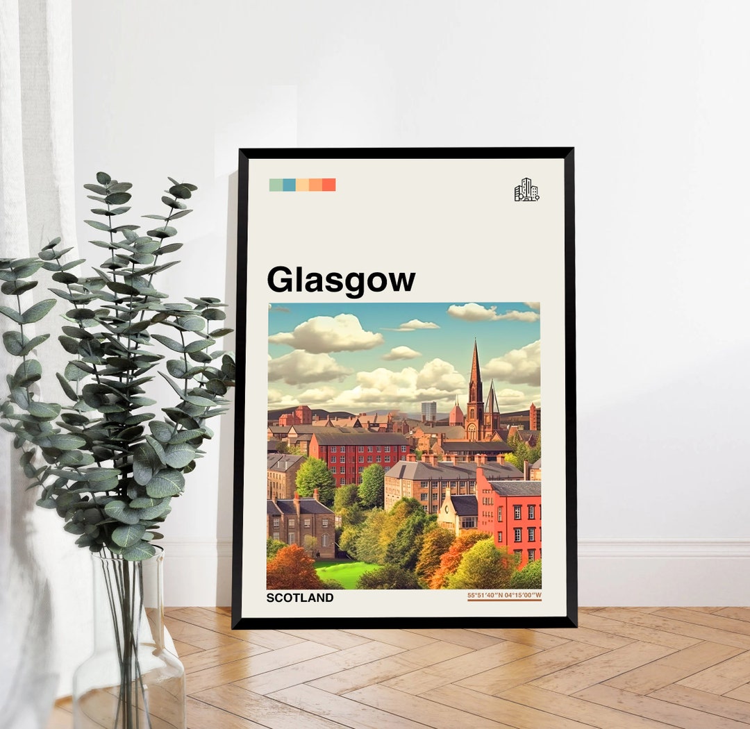 Glasgow Poster Scotland Poster Glasgow Print Glasgow Etsy