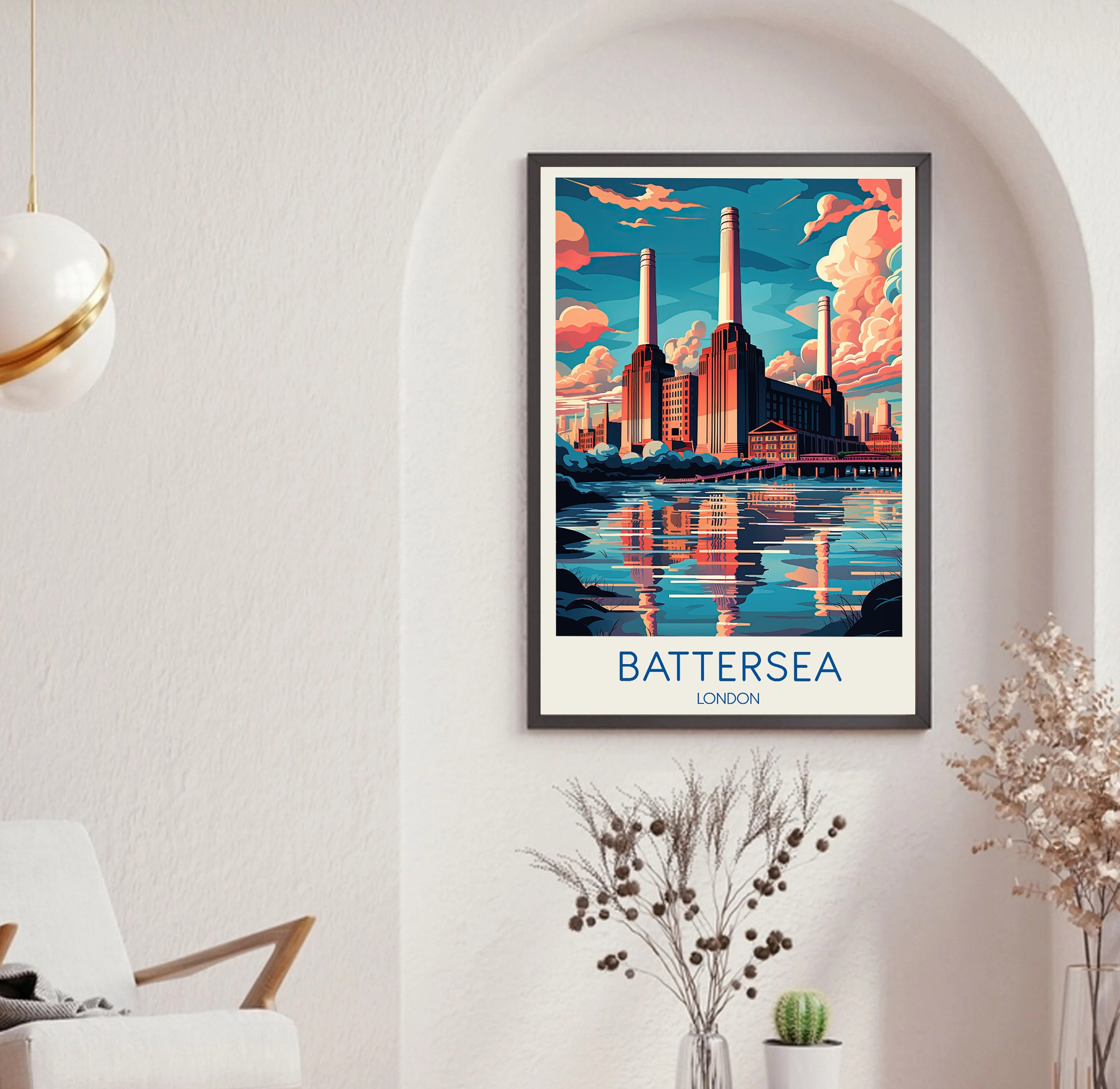 Discover Battersea Poster, London Poster, Battersea Print, Battersea Painting, Battersea Art, Illustration Art, Travel Gifts, Travel Poster,  No Frame