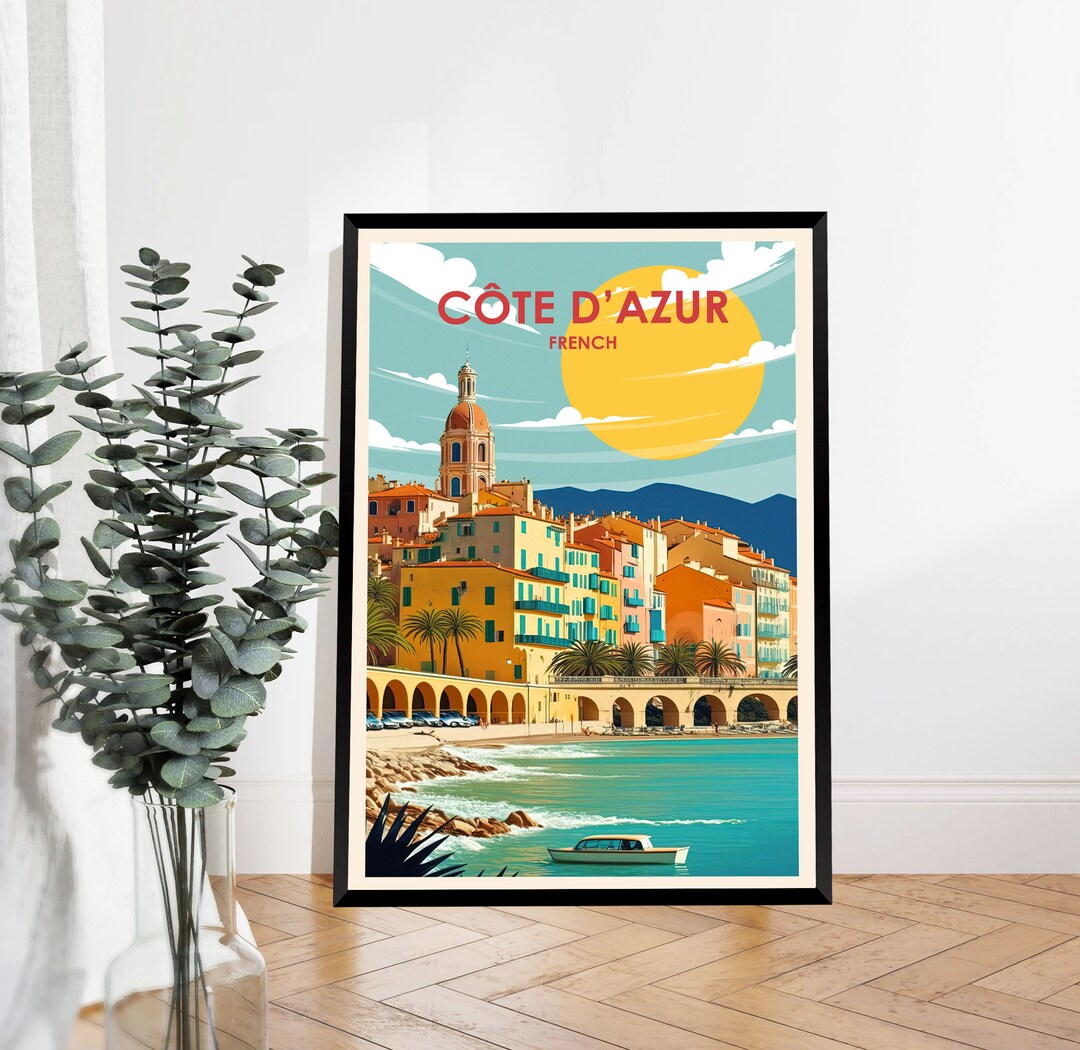 Cote D'azur Poster Côte Dazur Print French Riviera - Etsy