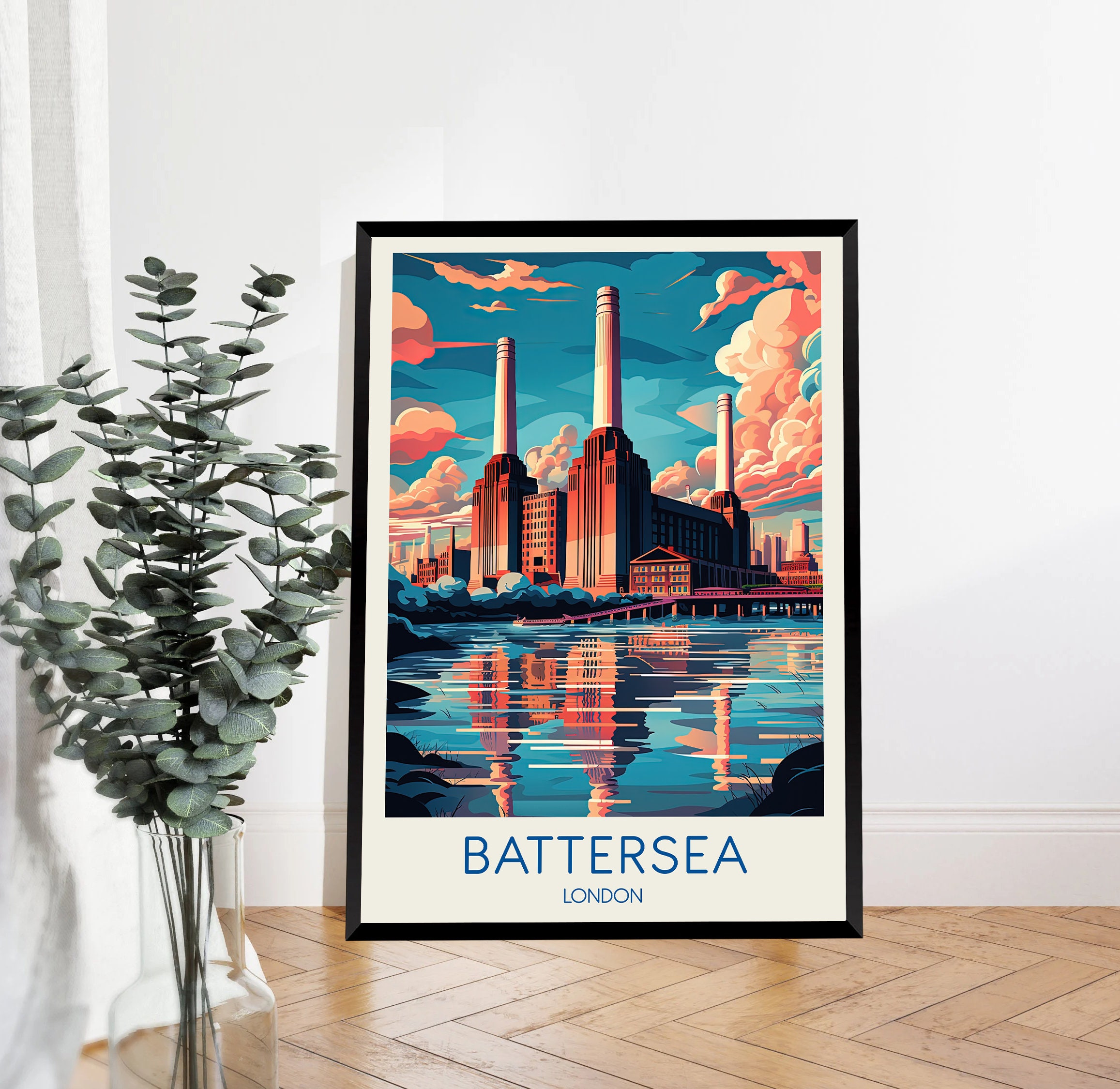 Discover Battersea Poster, London Poster, Battersea Print, Battersea Painting, Battersea Art, Illustration Art, Travel Gifts, Travel Poster,  No Frame