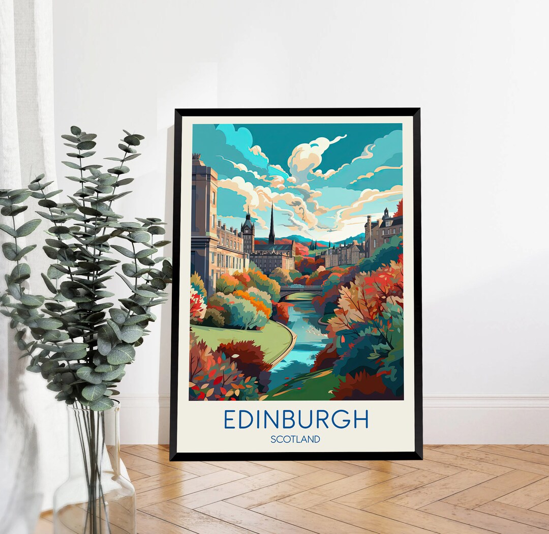 Edinburgh Travel Poster Scotland Poster Edinburgh Print Etsy