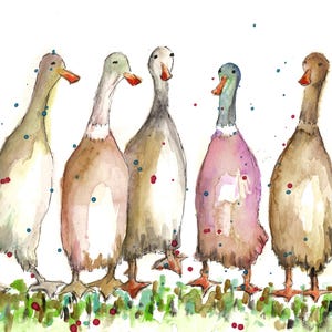 Watercolour Duck Print,  Framed Art, &#39;Duck Club&#39;, Christmas gift, Animal Art, Duck Print, Wall Art, Watercolour print, painting.