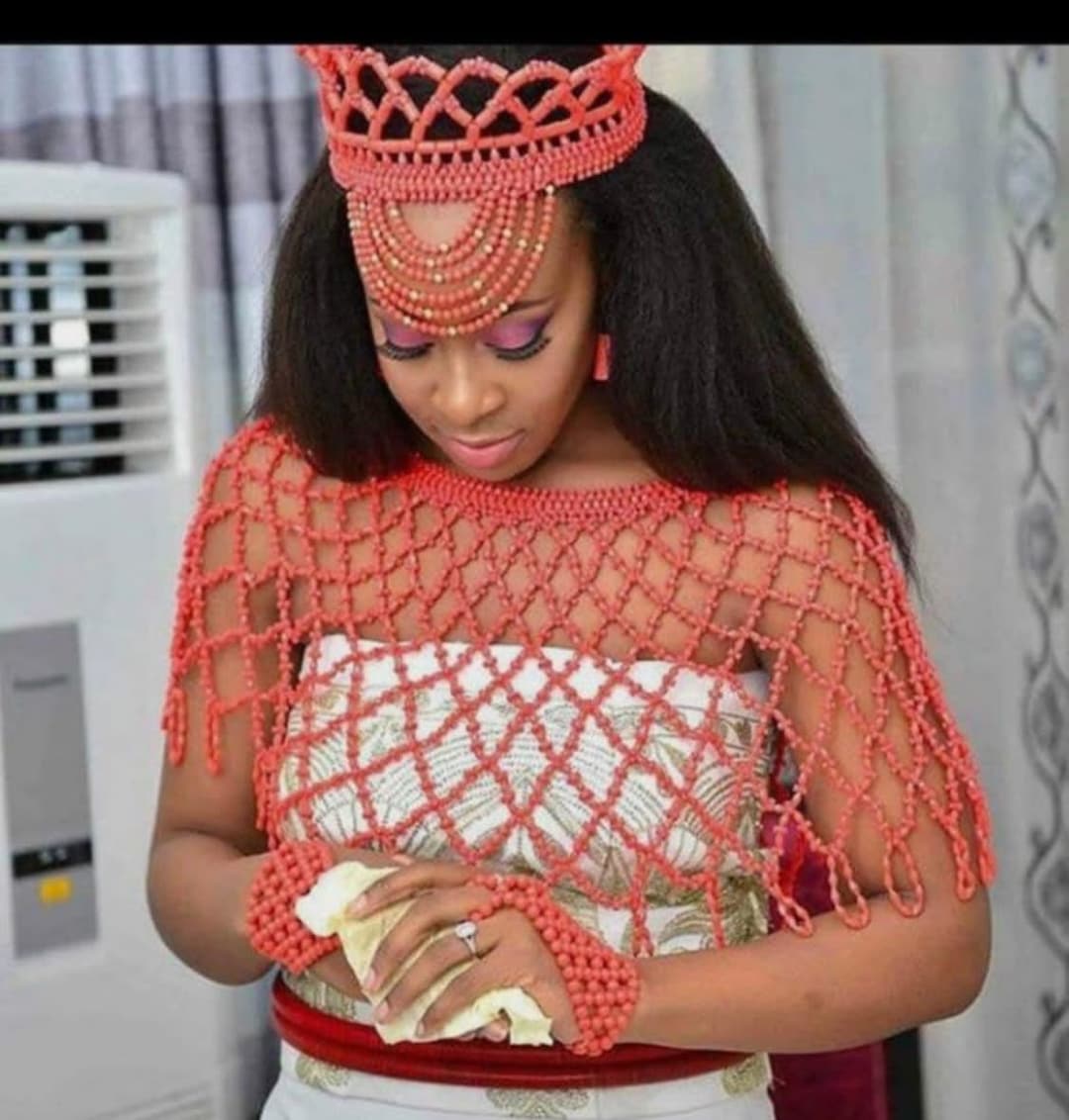 Edo Bridal Beads Igbo Jewelry Set With Head Crown Nigerian Etsy