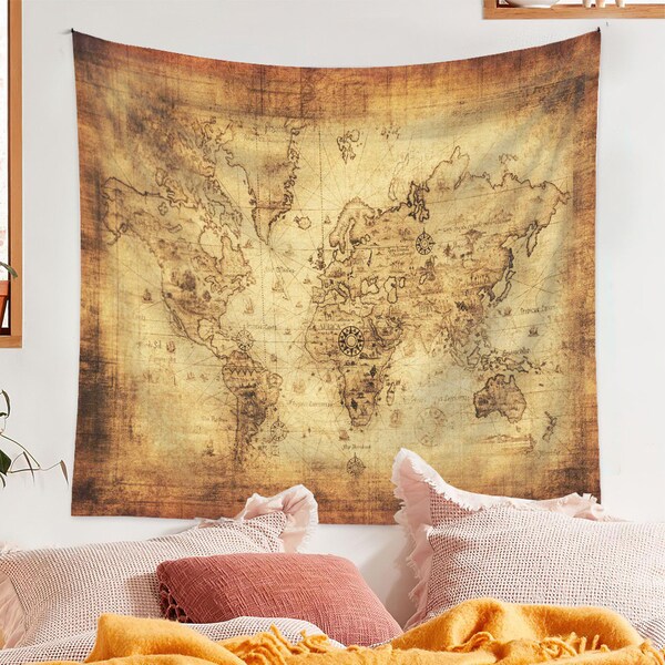 World Map Tapestry Etsy