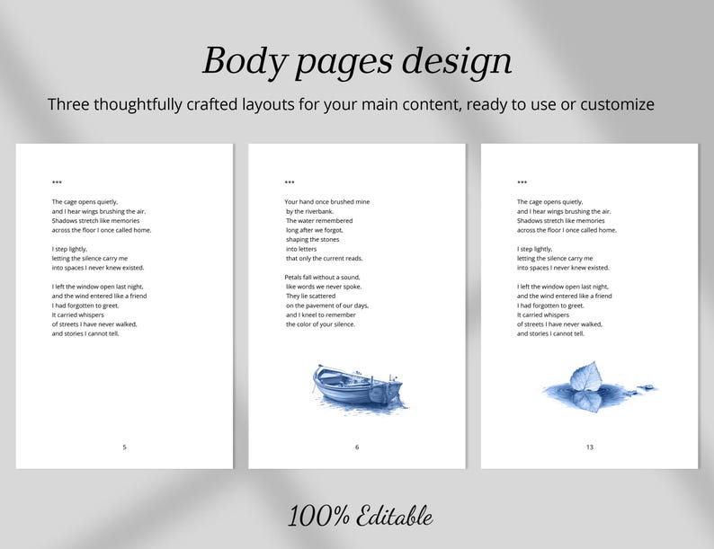 Poetry Book Layout 6x9, Cover & Interior Design With Spine, Editable ...