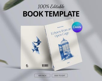 Layout di libro di poesie 6x9, copertina e design interno con dorso, file Canva modificabile