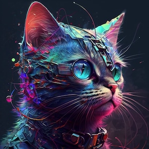 The Cosmic Cat, Cosmic Kitty AI Generated, Digital Art Print, AI Art, Wall Art, Digital Download, Home Decor