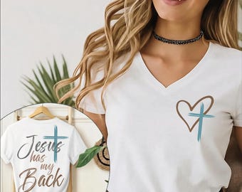 Jesus Has My Back: Christian Jesus  Racerback and Vneck -pr1518