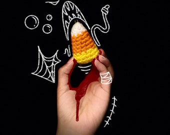 Llavero de maíz dulce de ganchillo, amuleto de Halloween, regalo de temporada espeluznante