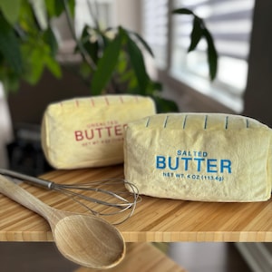 Butter Stick Plush Pillow Mini: Salted or Unsalted Kitchen Decor