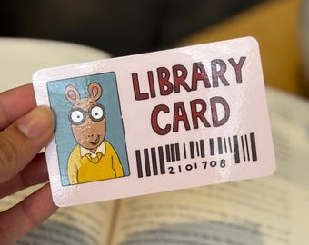 Handgjort Arthur-inspirerat bokmärke för bibliotekskort – nostalgisk tecknad design med valfri holografisk finish