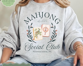 Custom Mahjong Club Sweatshirt | Personalized Mahjong Social Club Sweater | Mahjong Group Gift | Mahjong Lovers Apparel