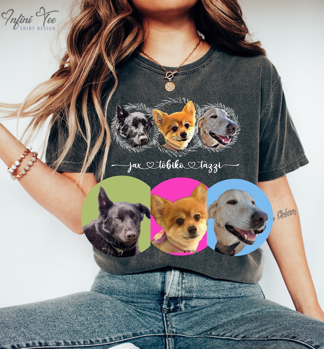 Custom Pet Shirt Custom Dog Shirt Custom Dog Picture Shirt Multiple Dog Tshirt Dog Face Shirt