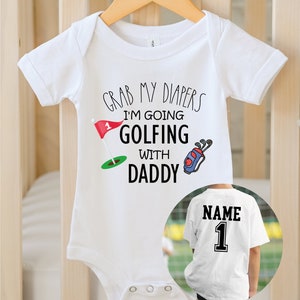 Custom Golfing With Daddy Bodysuit, Daddy&#39;s Golfing Buddy Bodysuit, Golf Baby Clothes,  Father&#39;s Day Bodysuit, Dad to Be BB-10-21