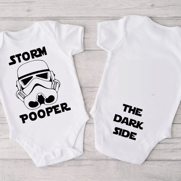 Storm Pooper, Dark Side Bodysuit, Funny Bodysuit, Cute Baby Bodysuit, Cute Baby Shower Gift BB-06-50