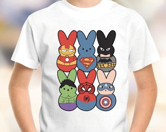 Easter Day Super Heroes Toddler Shirt,  Easter Day Boy  Bodysuit, Easter Day Boy Shirt,  Cute Easter Bunny Boy Shirt  BB-11-27