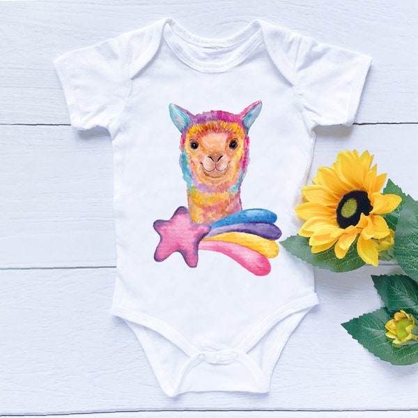 Cute Llama Bodysuit, Llama Baby Outfit, Llama Baby Gift, Animal Bodysuits, Baby Girl Clothes TB022