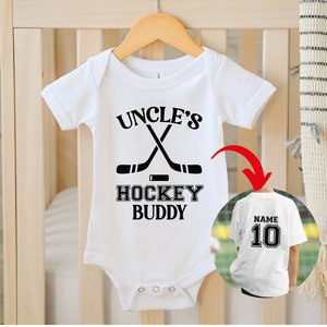 Custom Uncle's Hockey Buddy Toddler Shirt, Custom Uncle's Hockey Buddy Bodysuit, Hochey Outfit, Custom Tshirt Front and Back BB-10-14