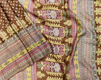 Indian Vintage Sari 100% Pure Silk Sarees Craft Fabric 5Yd Ethnic Sewing Dress making Crafting Quilting Upcycle