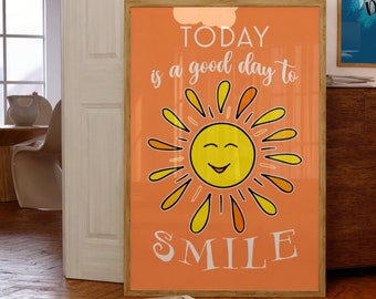 Motivational Positivity Kindness Quote Poster Modern Mid century Wall Print Retro Colorful Wall Poster Art Print Digital Boho Hippie Poster