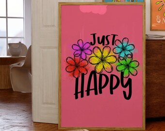 Motivational Positivity Kindness Quote Poster Modern Mid century Wall Print Retro Colorful Wall Poster Art Print Digital Boho Hippie Poster