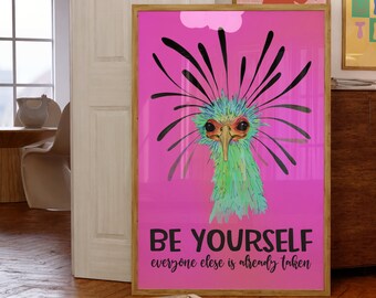Motivational Positivity Kindness Quote Poster Modern Mid century Wall Print Retro Colorful Wall Poster Art Print Digital Boho Hippie Poster