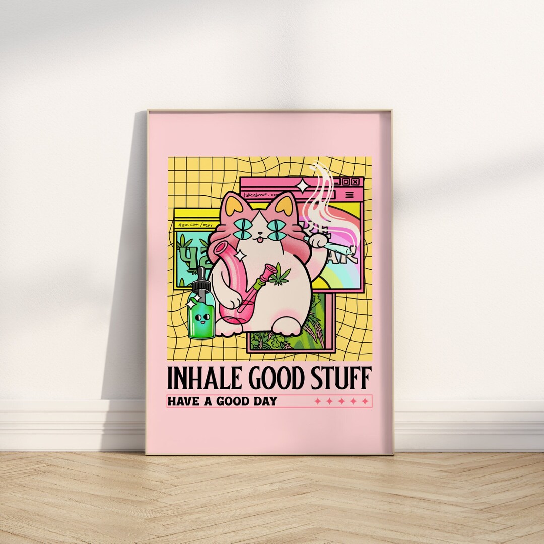 Funny Cat Poster Trippy Cat Print Trippy Poster Cat Etsy